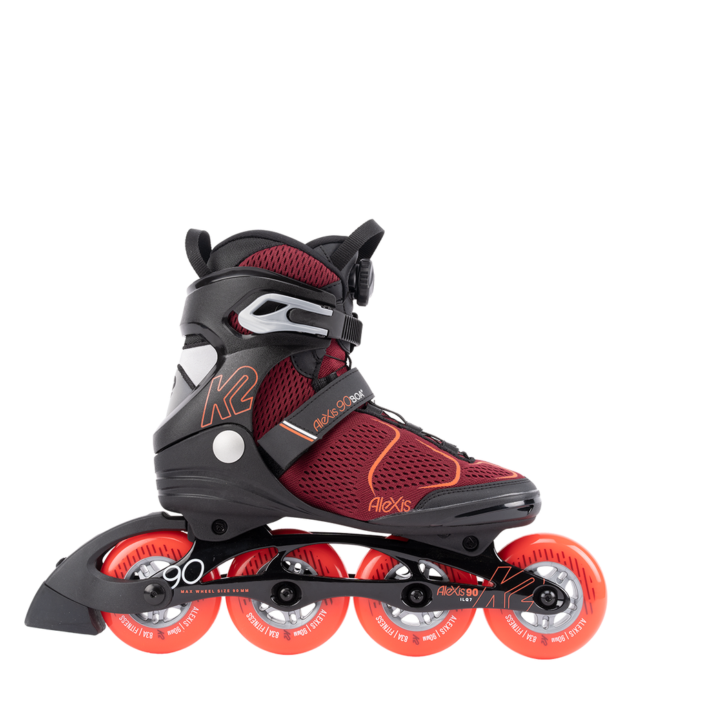 A side view of the K2 Alexis 90 Boa inline skate.